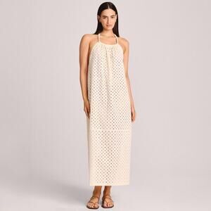 Vitamin A Women's Cream Eyelet Maxi Cover Up Dress Size S